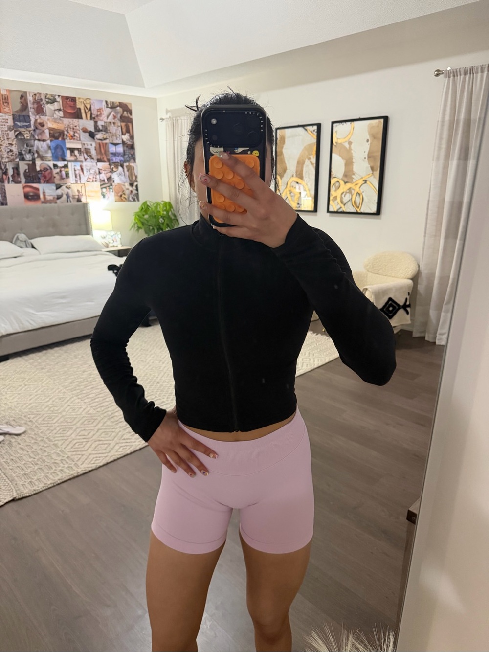 TNA Black Iimit Long Sleeve Zip-Up Crop Top
